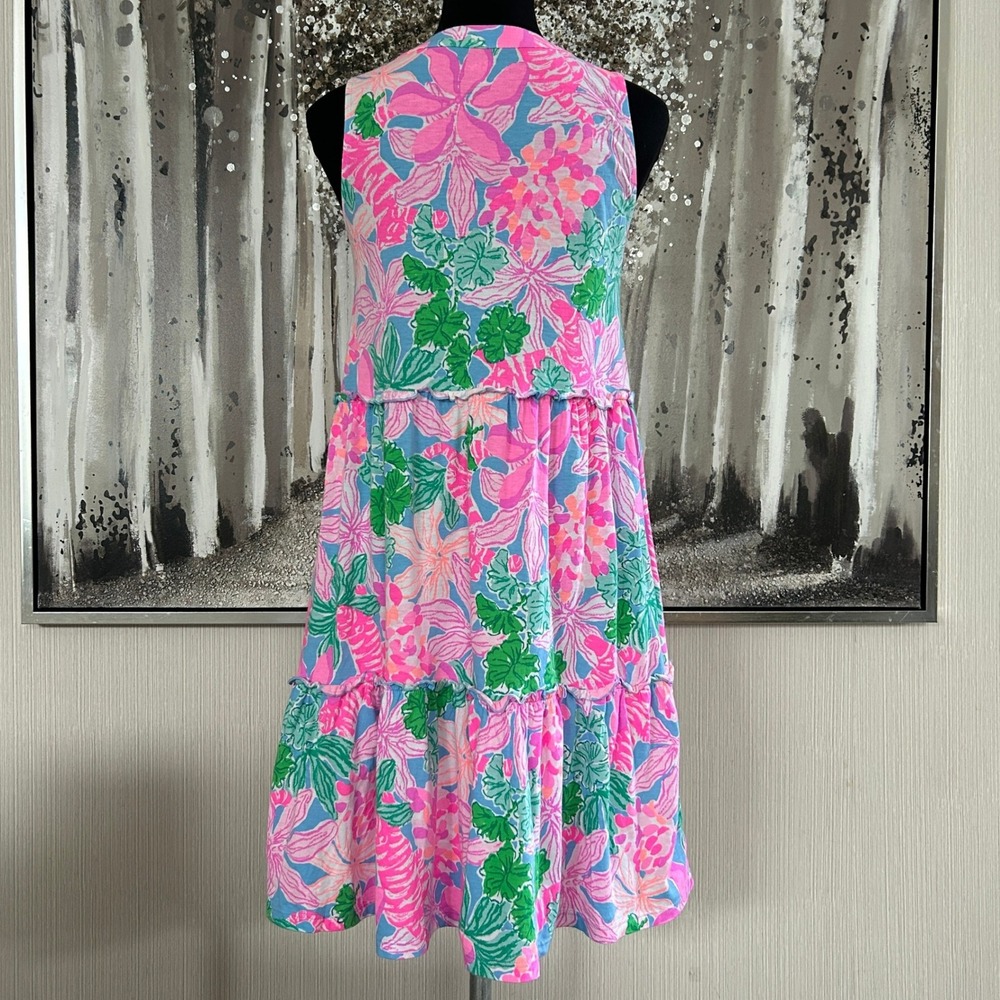 Lilly Pulitzer Women's Lorina Floral V-Neck A-Line 100% Cotton Dress - XS - Picture 8 of 10